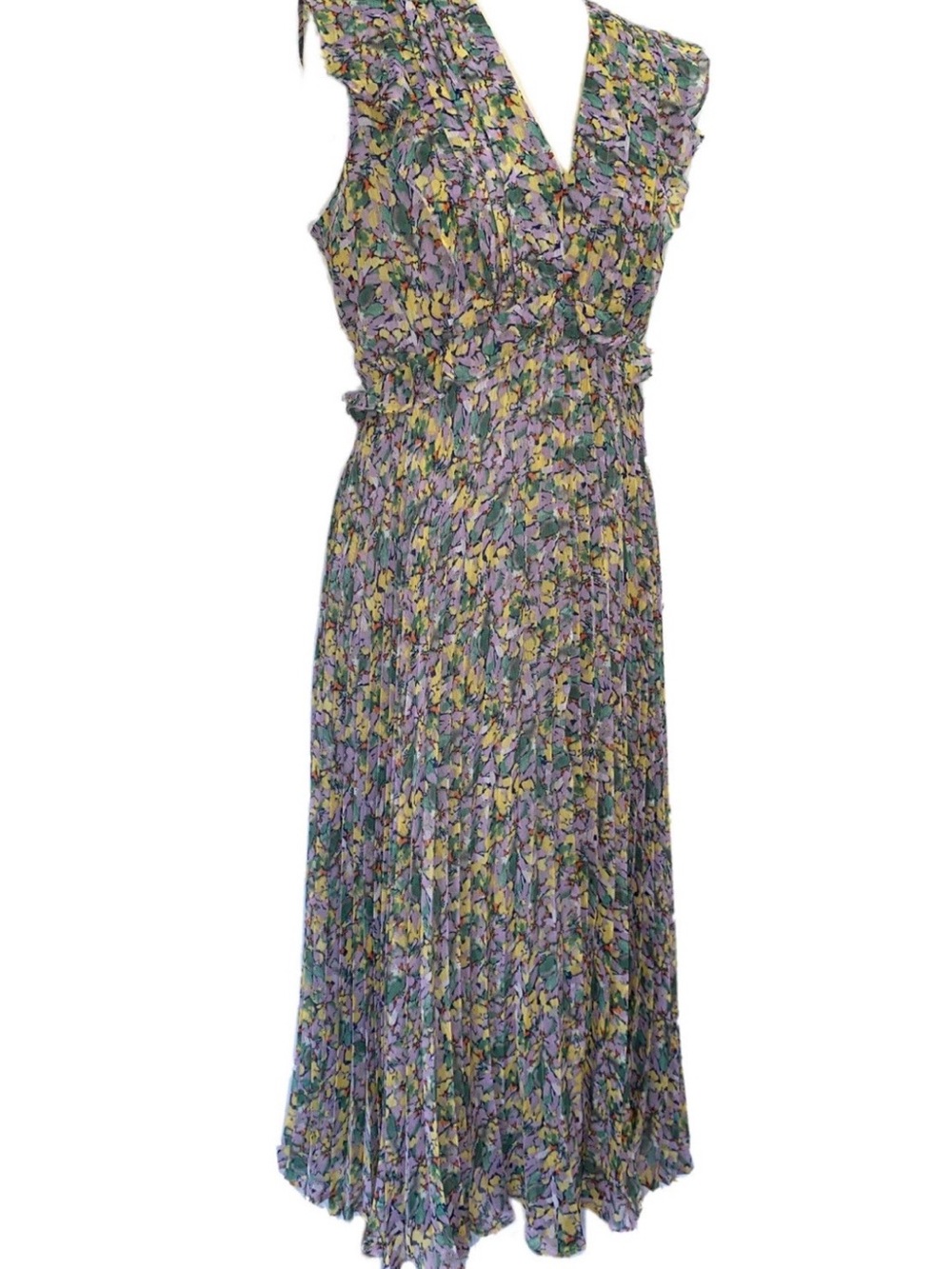 Banana Republic floral chiffon midi dress pleated size medium